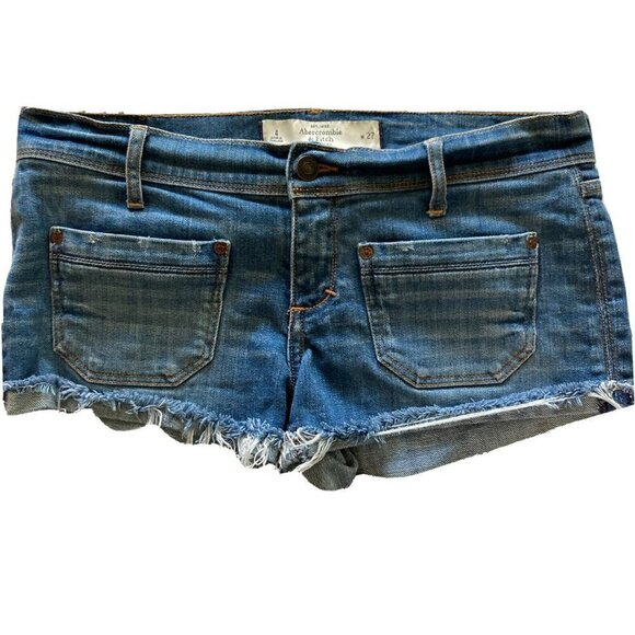 Abercrombie & Fitch Womens Distressed Front Patch Pocket Cutoff Jean Sho… - Picture 1 of 12